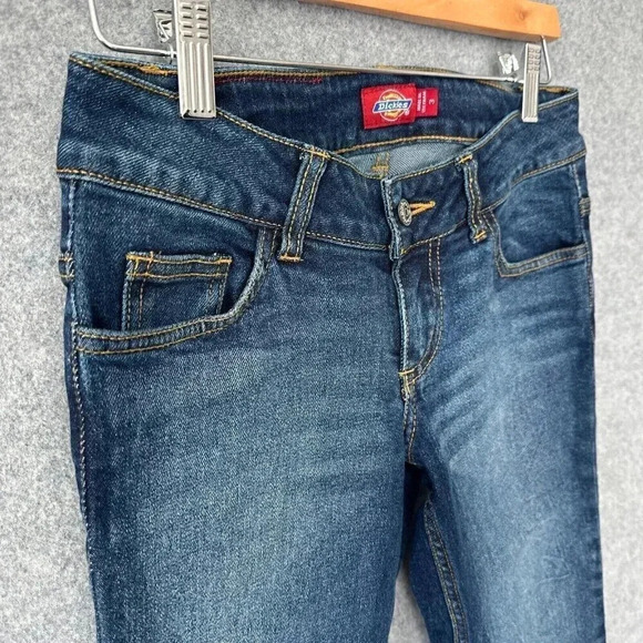 Dickies Capris Juniors 3 Blue Denim Low Rise Summer Festival Retro - Picture 3 of 12
